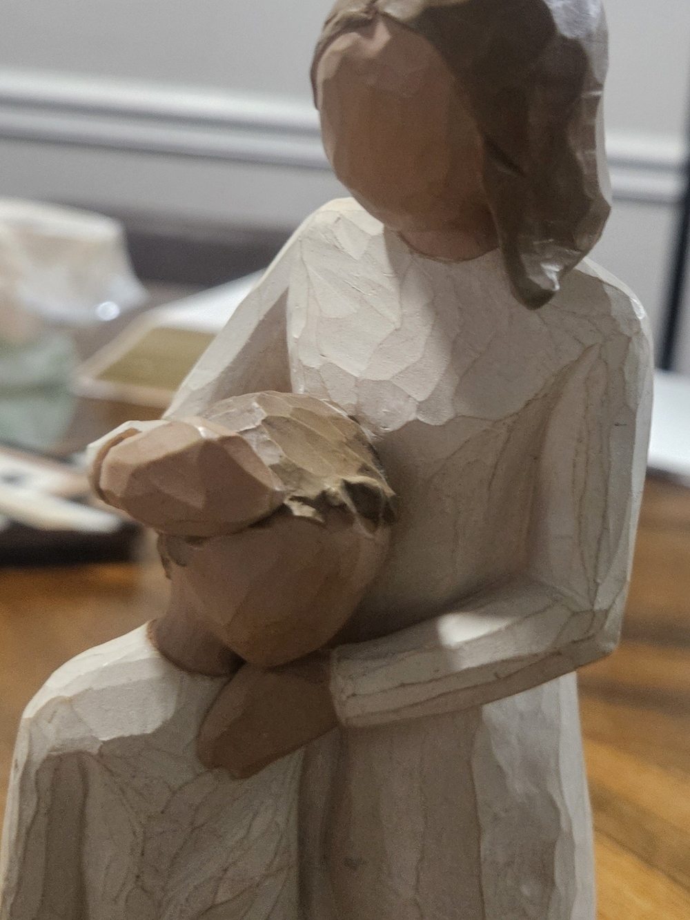 Demdaco Hand-Painted Mother and Child Figurine in Cream and Brown